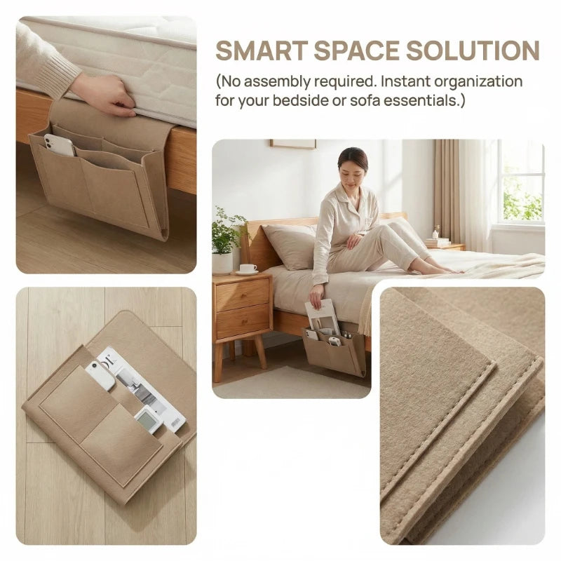 Dorm Bedside Storage Caddy with Multiple Pockets